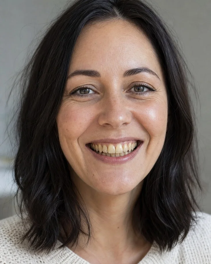 A patient's own photograph before a whitening simulation