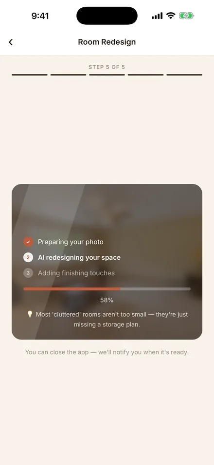 The progress screen while the visualisation is being generated