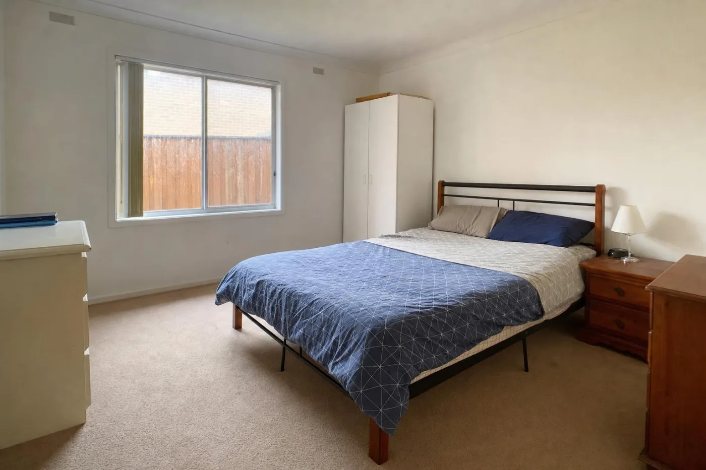 A main bedroom photographed by the homeowner