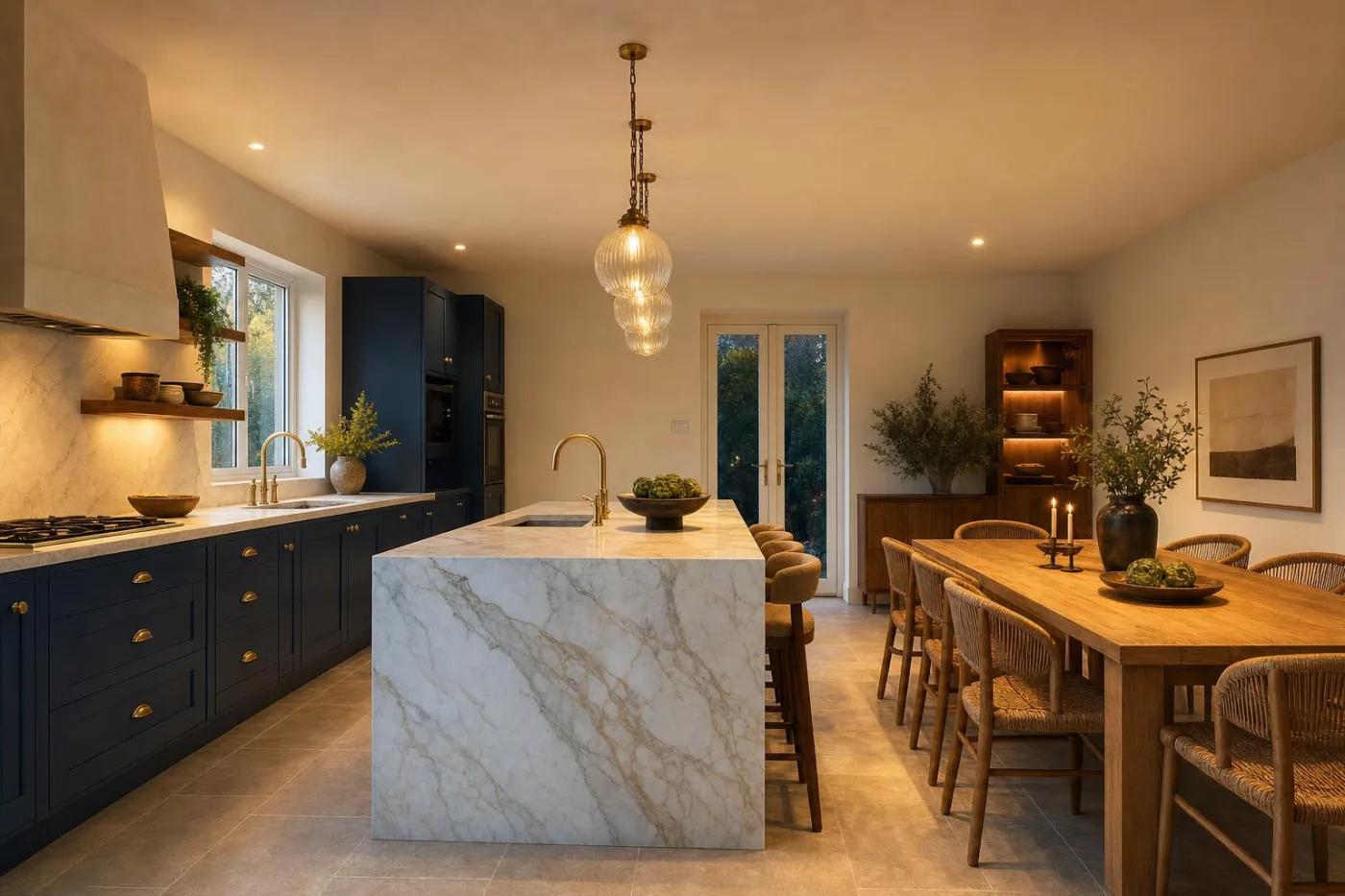 The same kitchen shown as an AI visualisation