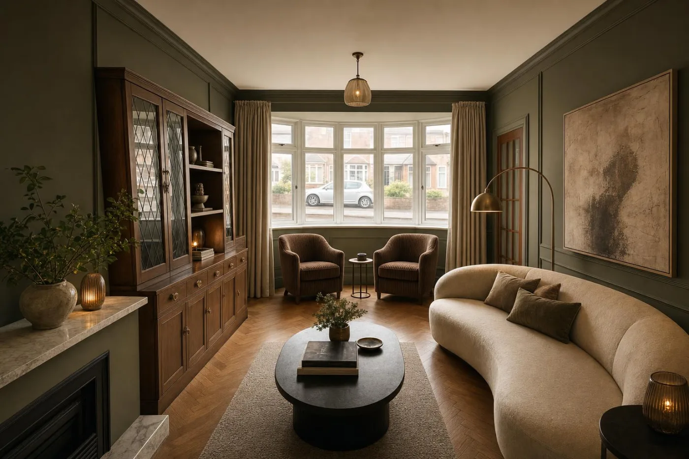 The same living room shown as an AI visualisation
