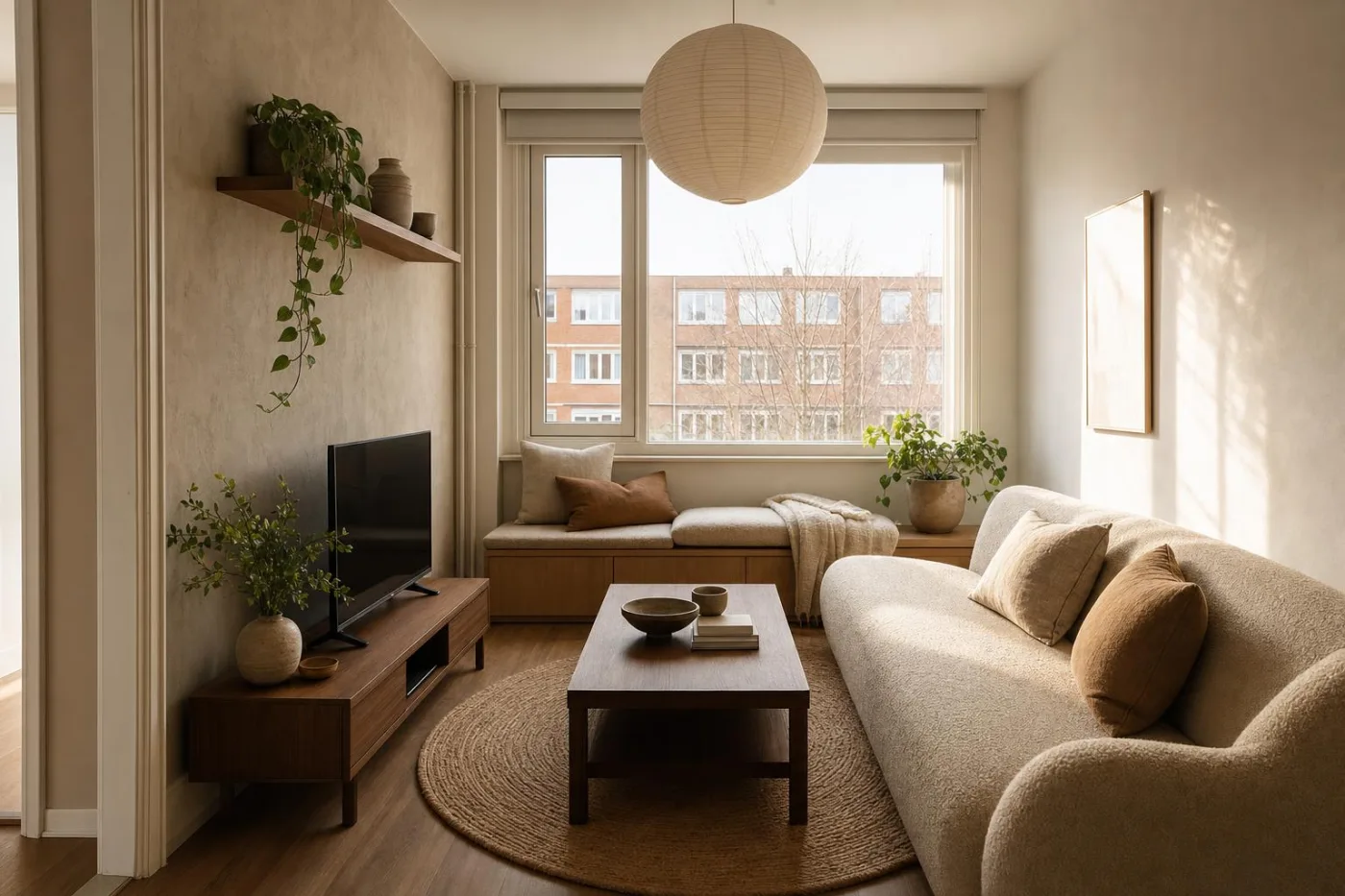 The same living room shown as an AI visualisation