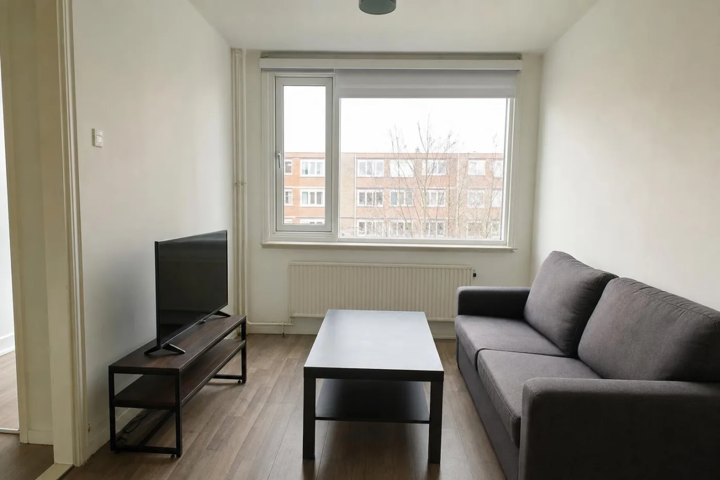 A small apartment living room photographed by the homeowner