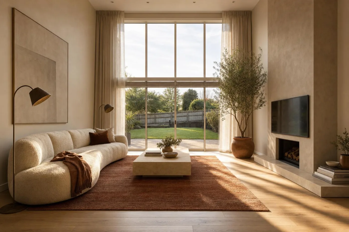 The same living room shown as an AI visualisation