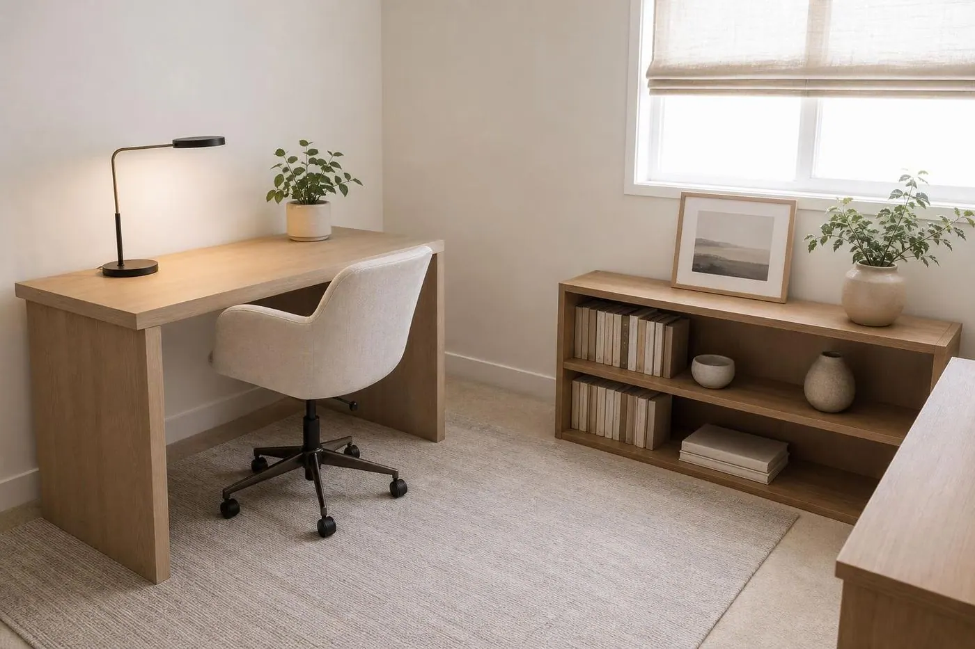 The same room decluttered
