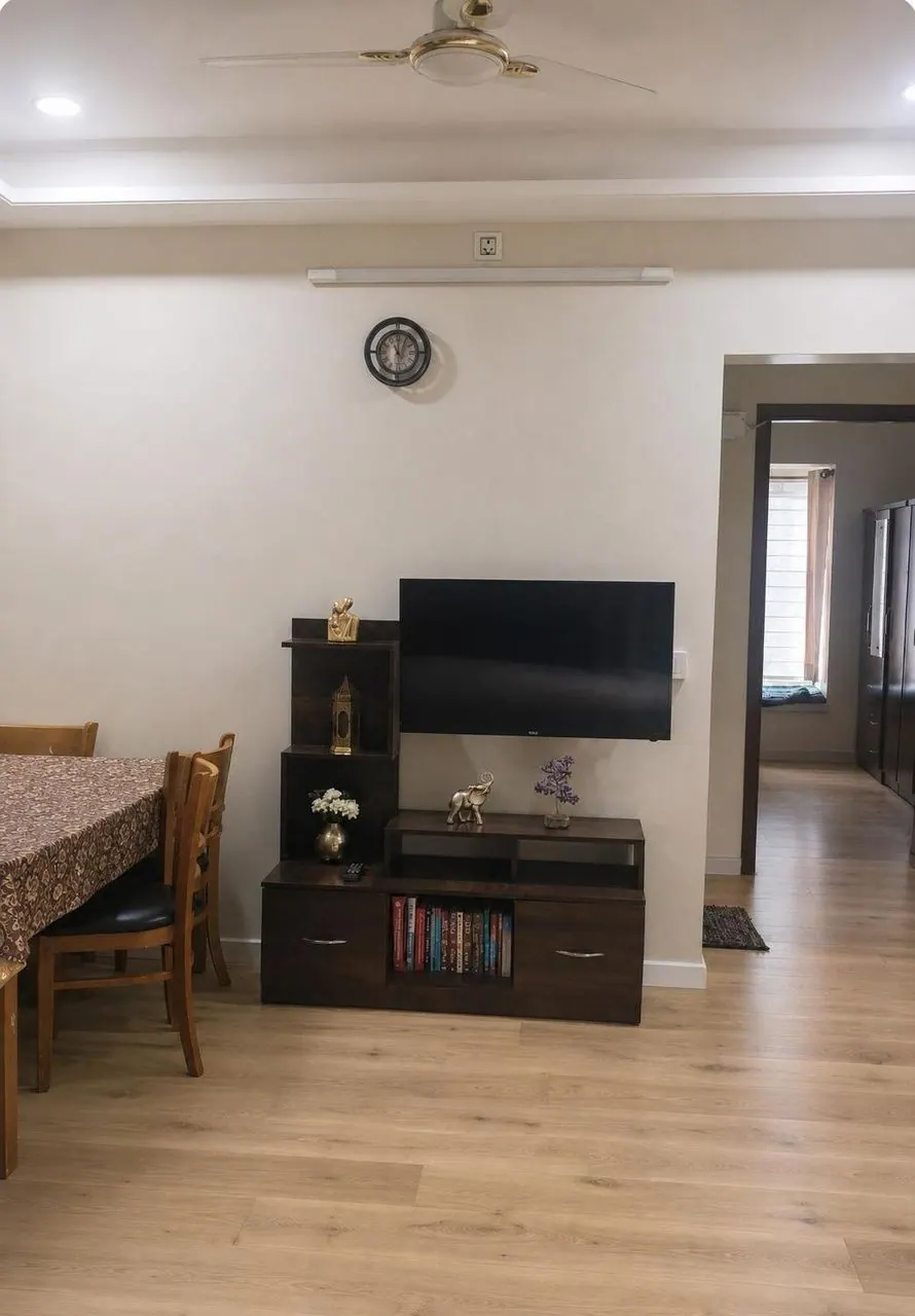 The same room with new timber flooring